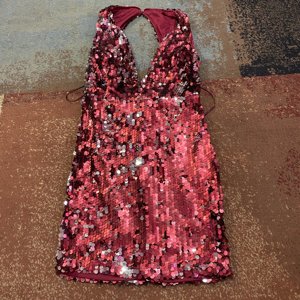 xtaren red sequin mini dress